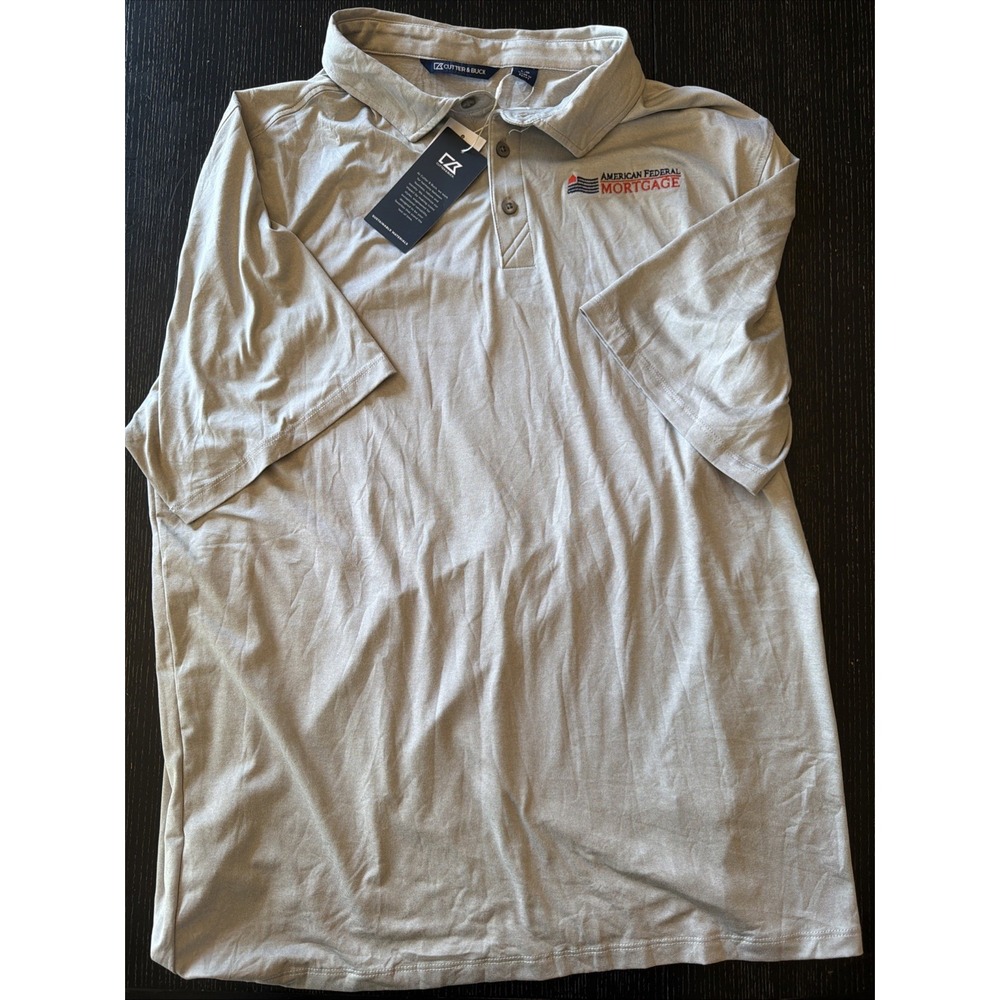 Cutter & Buck Heather Gray American Federal Mortgage Polo Mens L NWT (E)